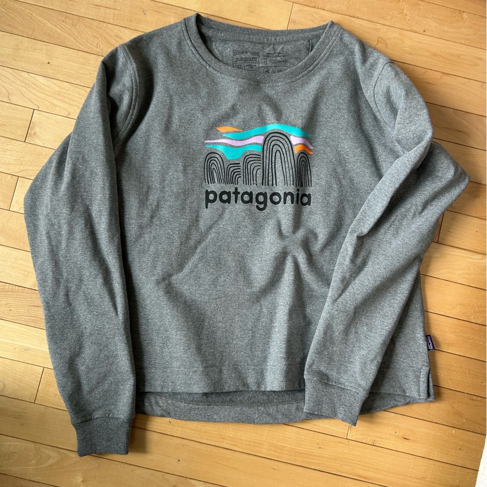Patagonia Gray Crewneck Sweatshirt with Colorful Graphic